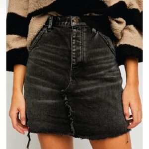 Free People Black Jean Skirt